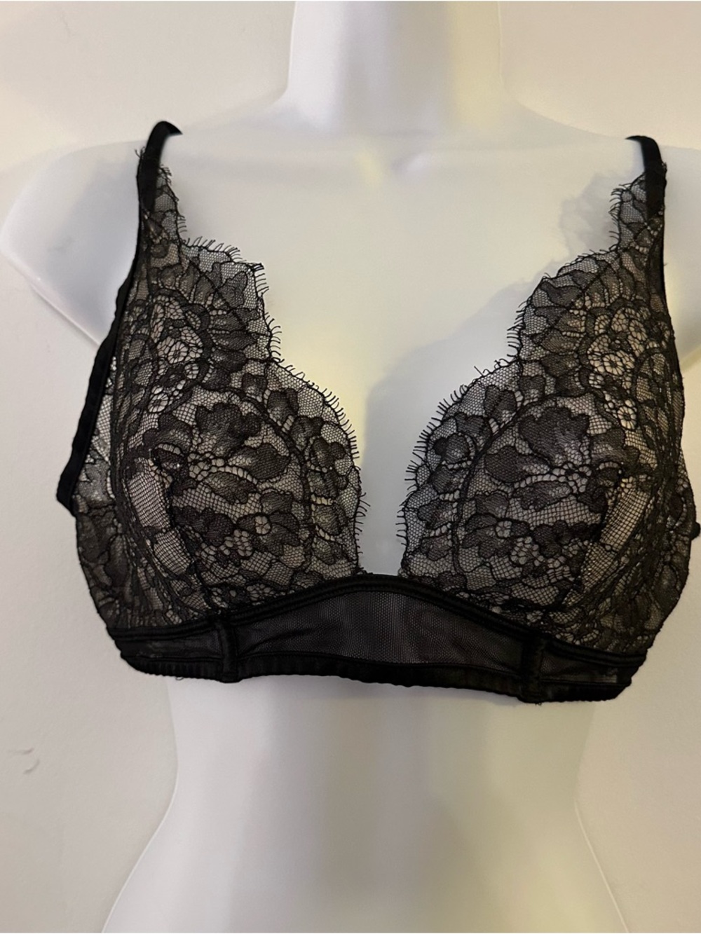 Victoria's Secret | Sheer Black Lace Plunge Bralette